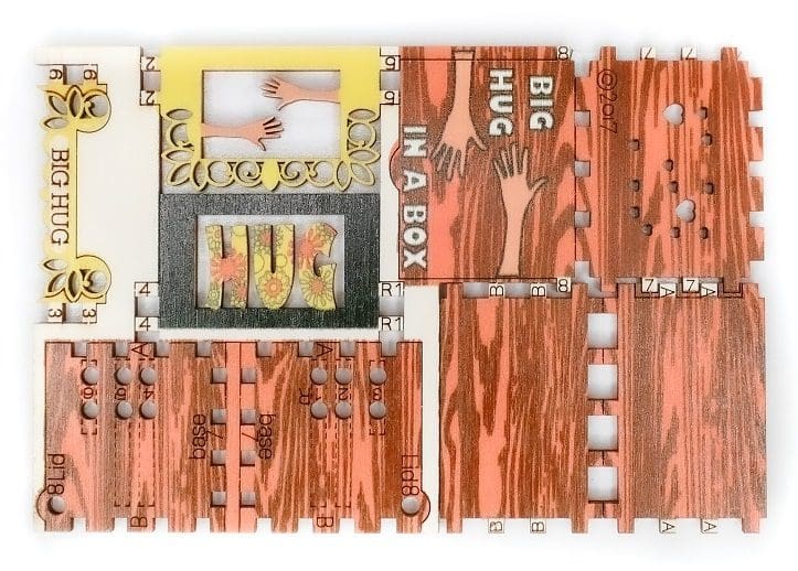 Hugs in a Box - 3D Wooden Giftcard