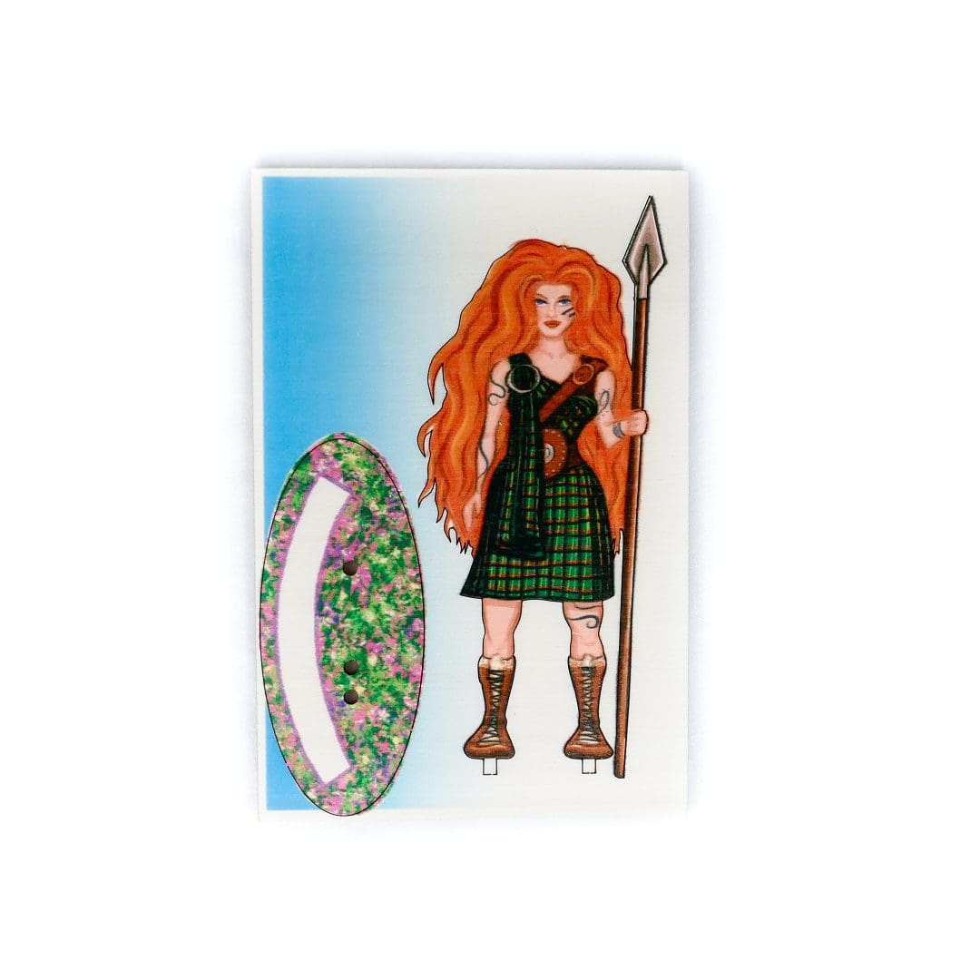 Brave Scottish Warrior Girl - 3D Wooden Giftcard