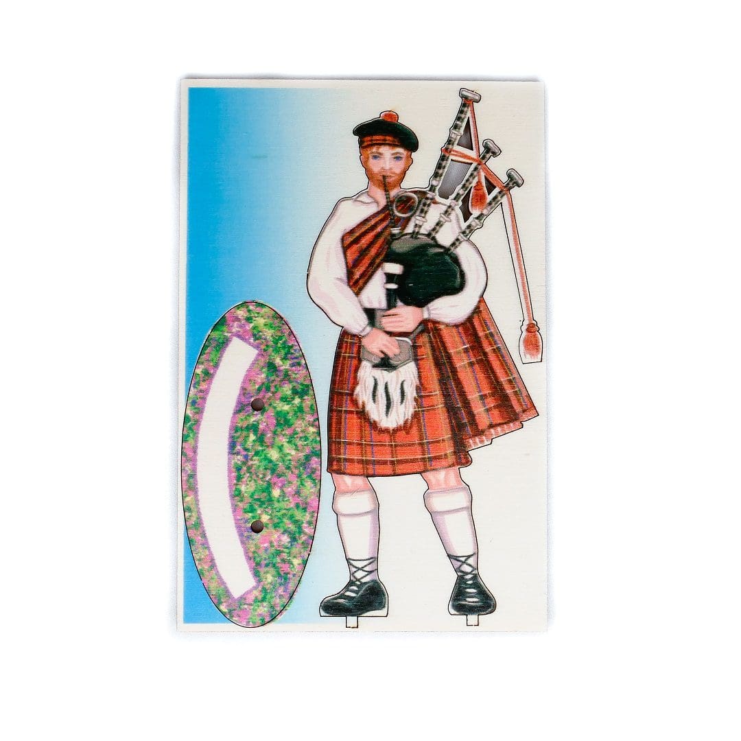 Scottish Piper / Bagpipes - 3D Wooden Giftcard