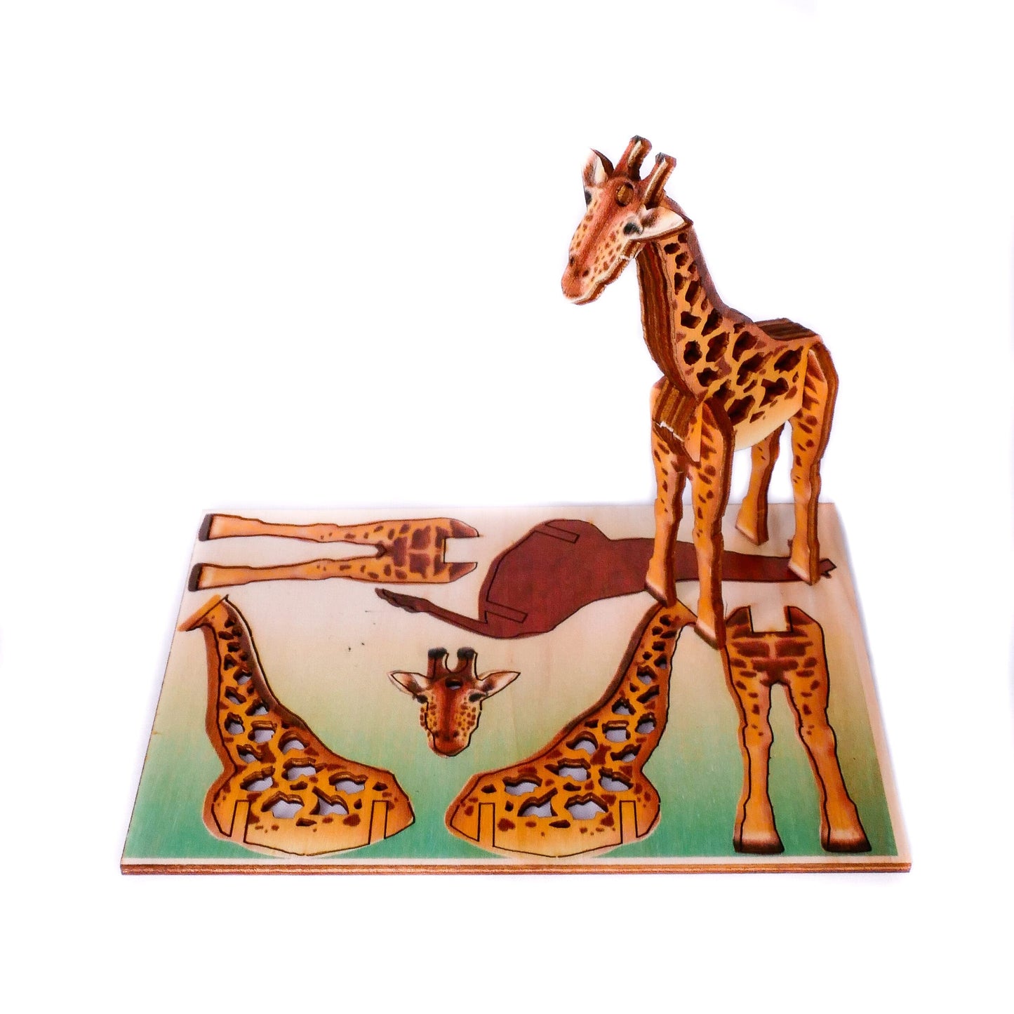Animal Model - Giraffe - Fun Pop Up 3D Wooden Gift Card | Craft