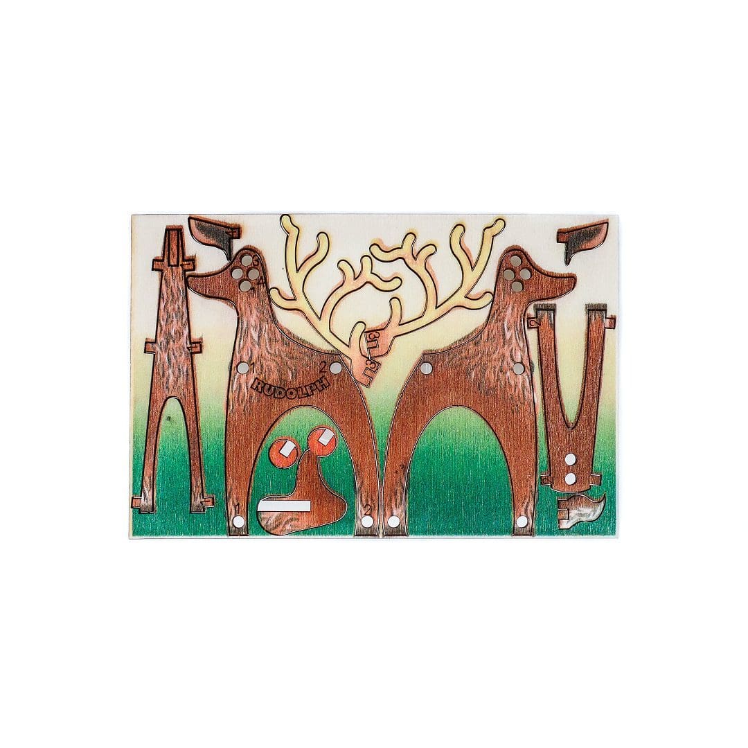 Christmas Rudolph Reindeer - Fun Pop Up 3D Wooden Gift Card | Christmas Decoration Craft