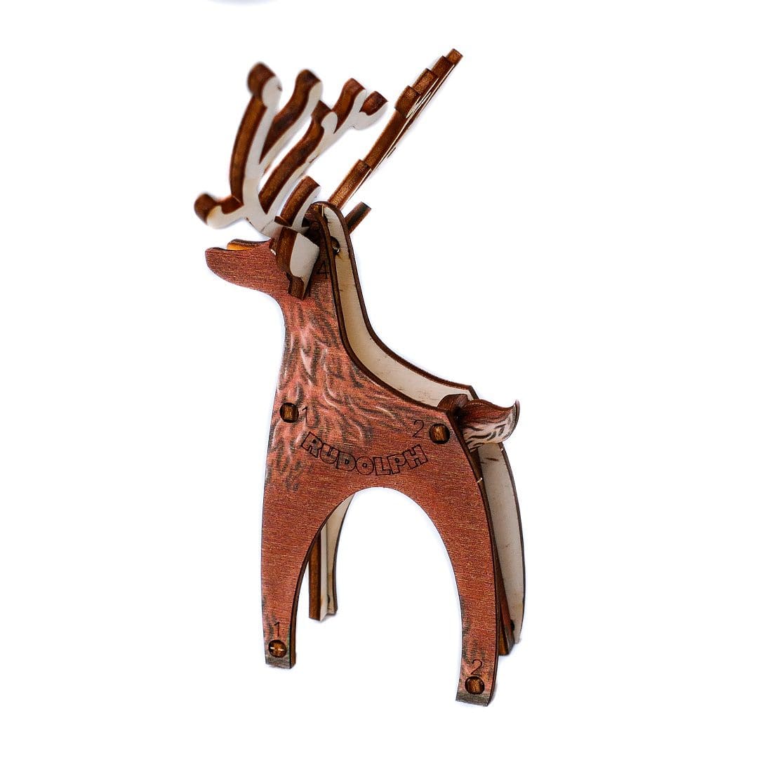 Christmas Rudolph Reindeer - Fun Pop Up 3D Wooden Gift Card | Christmas Decoration Craft