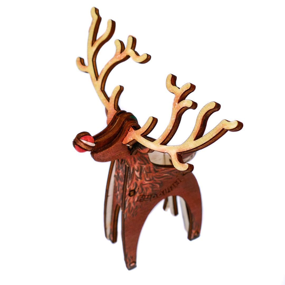 Christmas Rudolph Reindeer - Fun Pop Up 3D Wooden Gift Card | Christmas Decoration Craft