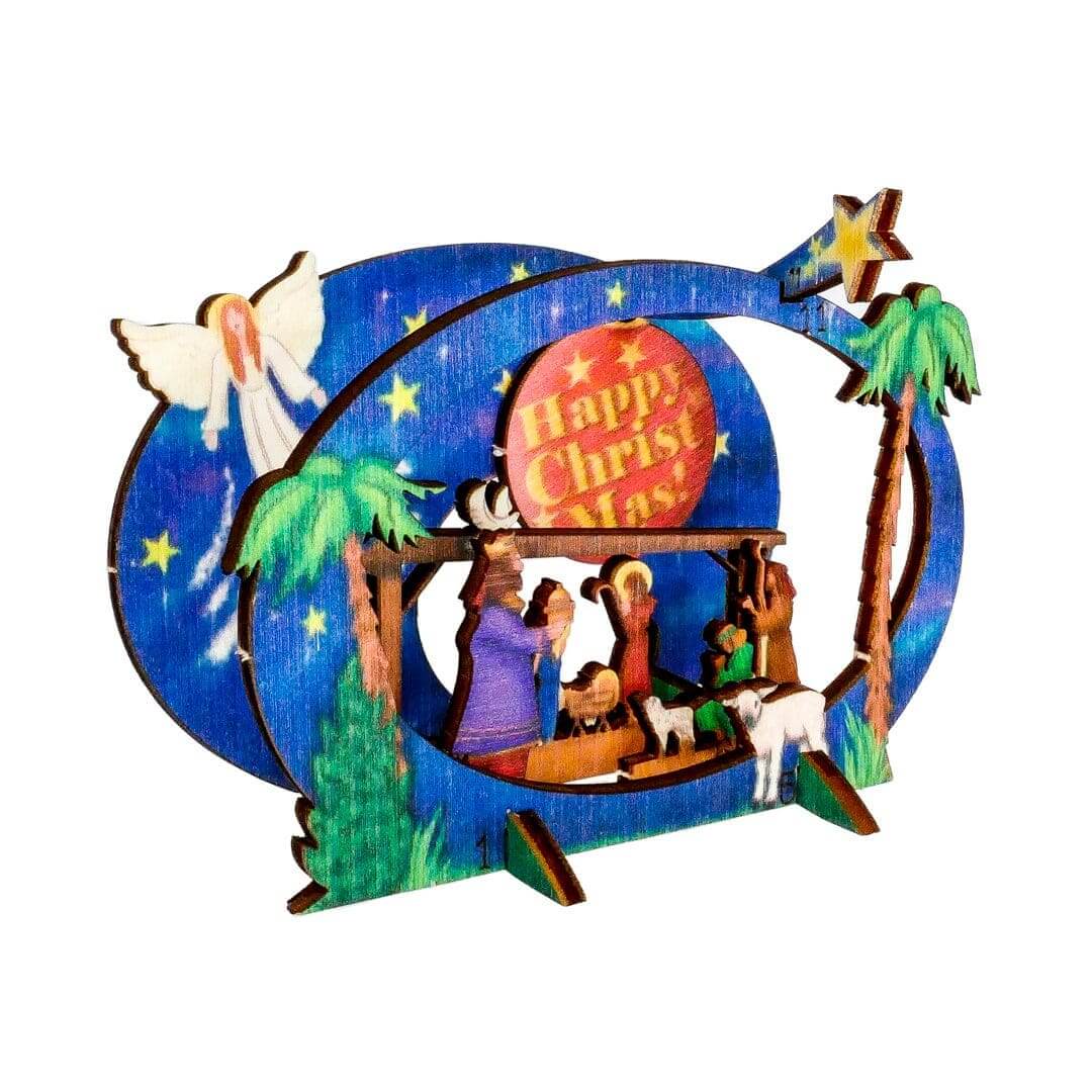 Christmas Nativity Scene - Fun Pop Up 3D Wooden Gift Card | Craft