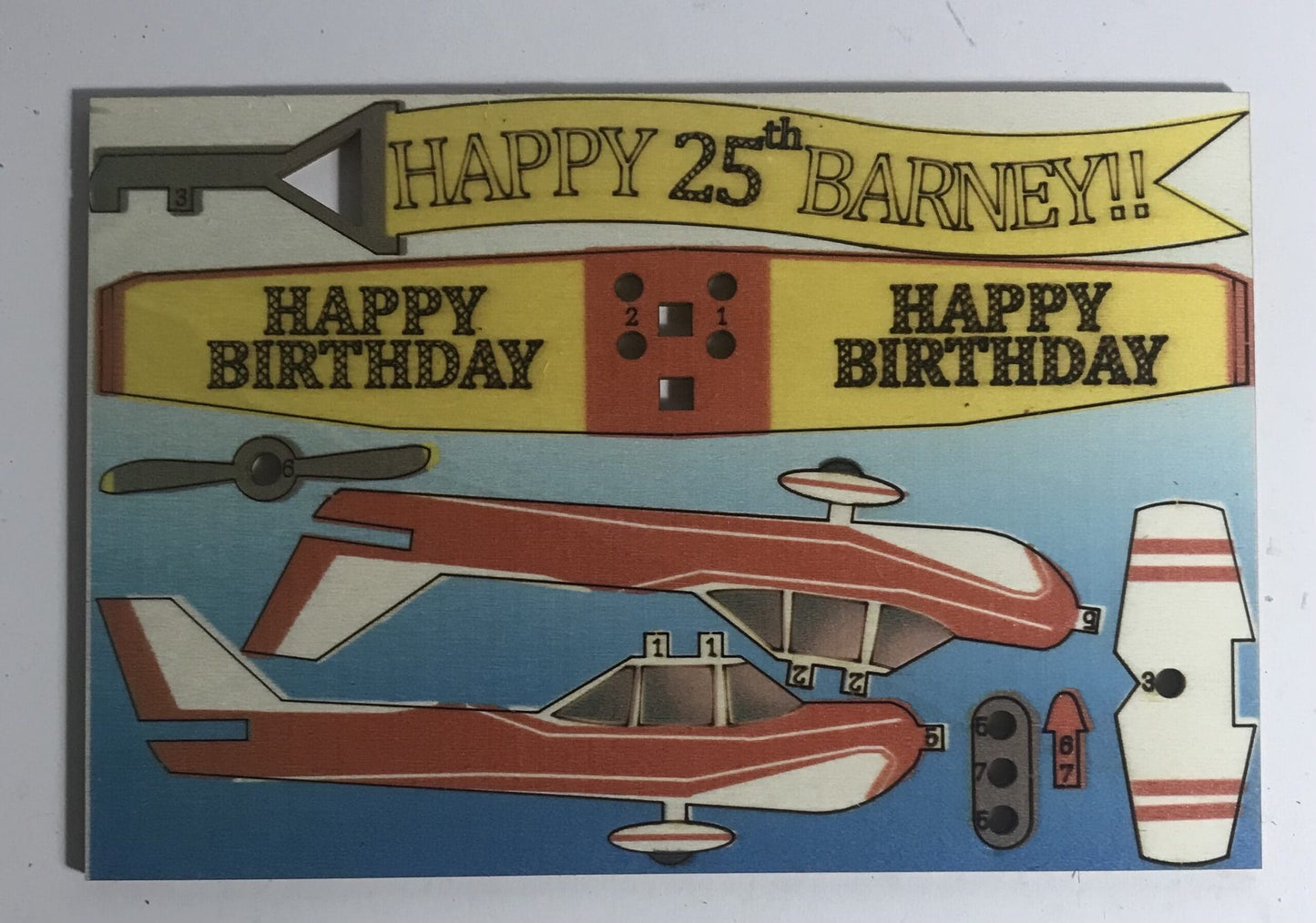 Birthday Plane with Banner - 3D Wooden Giftcard