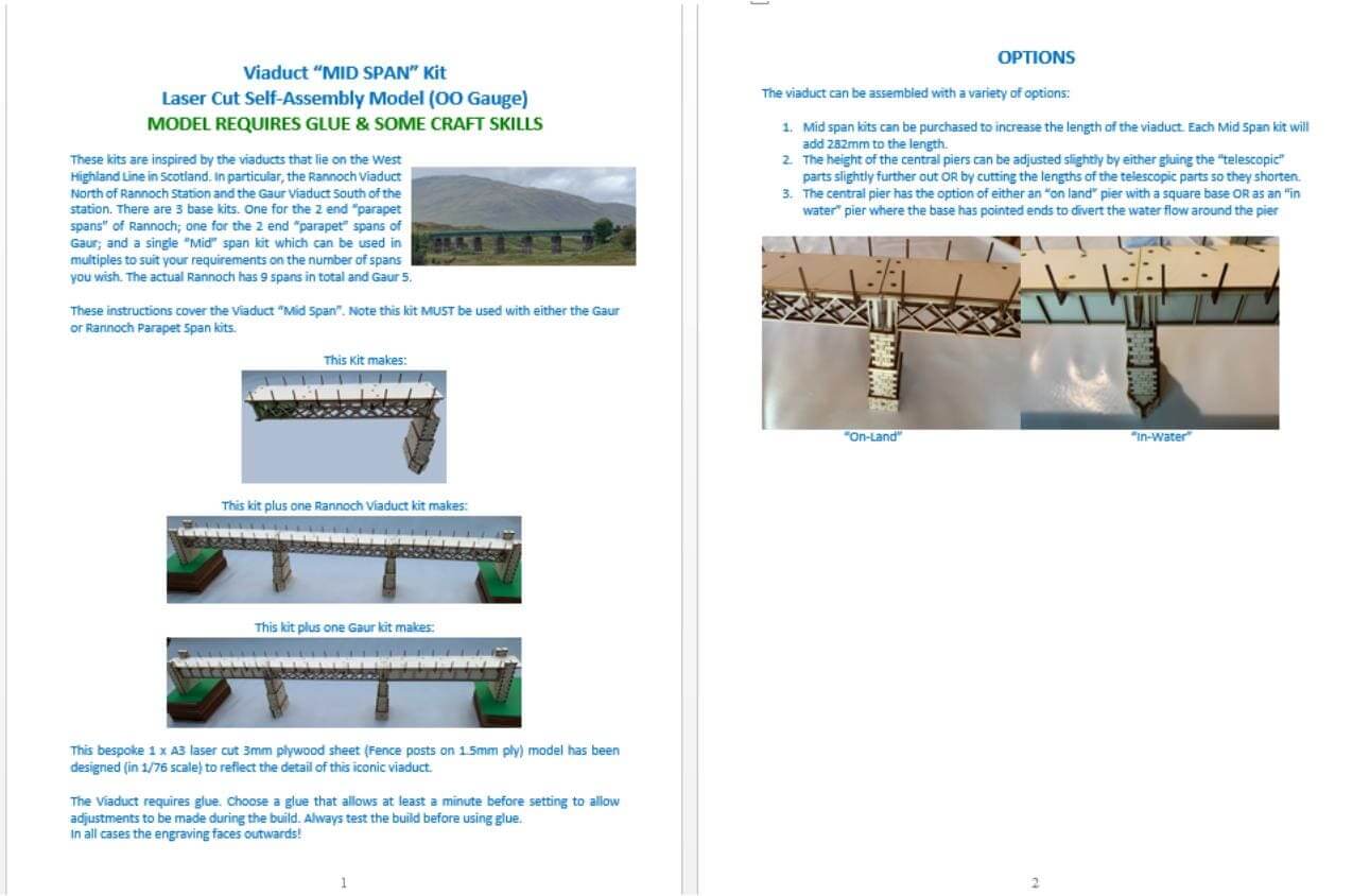 Viaduct Kit: Mid Span Kit OO gauge only Pop Up Design 3D Wooden Interactive Gift Card DIY Craft Model Builds