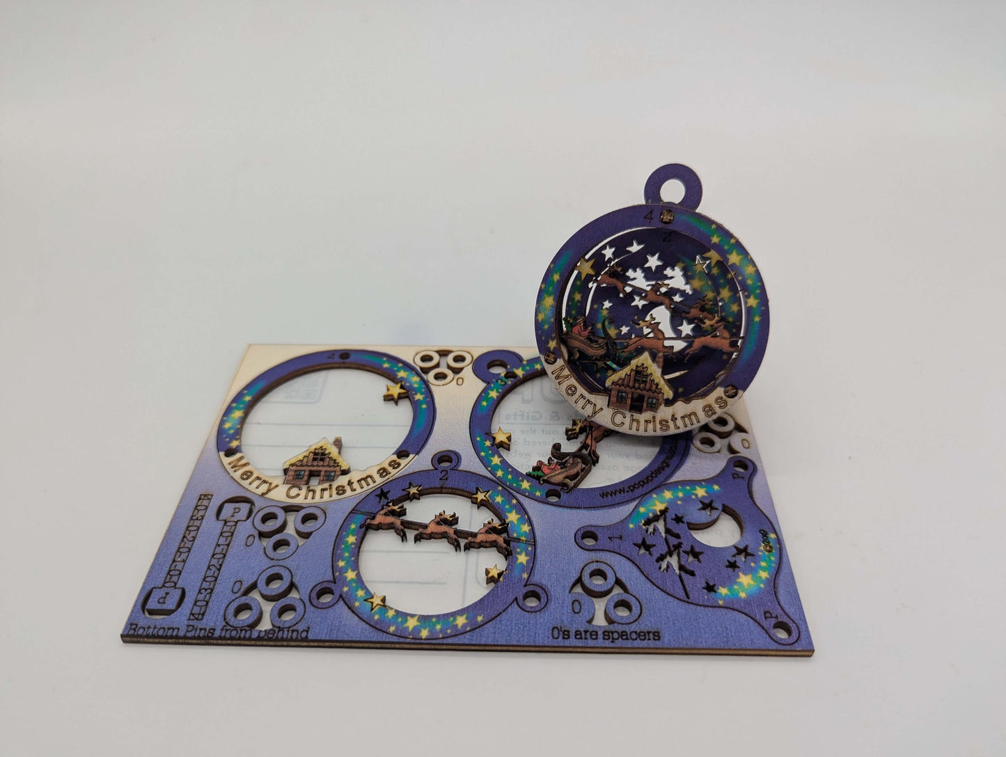 Christmas Sleigh Bauble - Fun Pop Up 3D Wooden Gift Card | Christmas Tree Decoration Craft