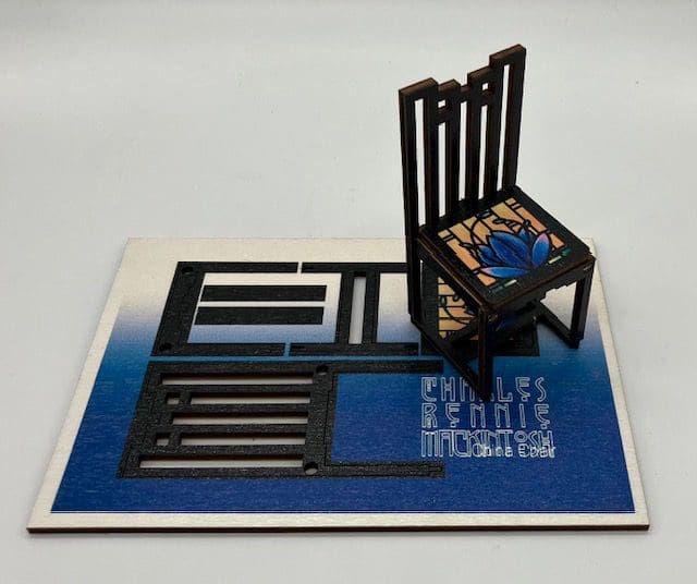 Charles Rennie Mackintosh China Chair Card Pop Up Design 3D Wooden Interactive Gift Card DIY Craft Model Builds