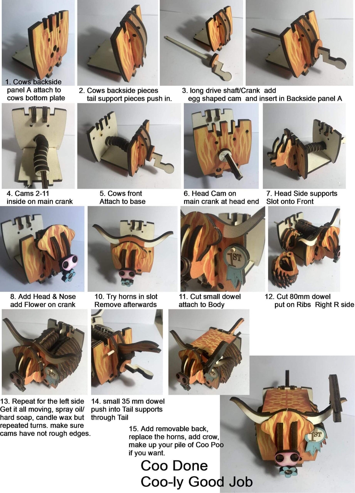 Mechanical Highland Coo (Cow) kit - Fun Pop Up 3D Wooden Gift Card | Craft