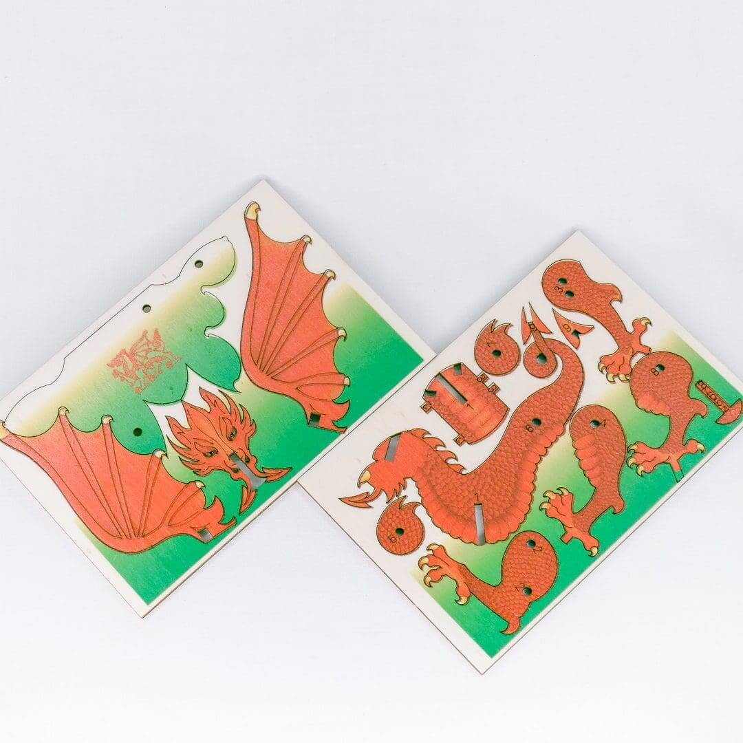 Welsh Red Dragon - double card - Fun Pop Up 3D Wooden Gift Card | Craft