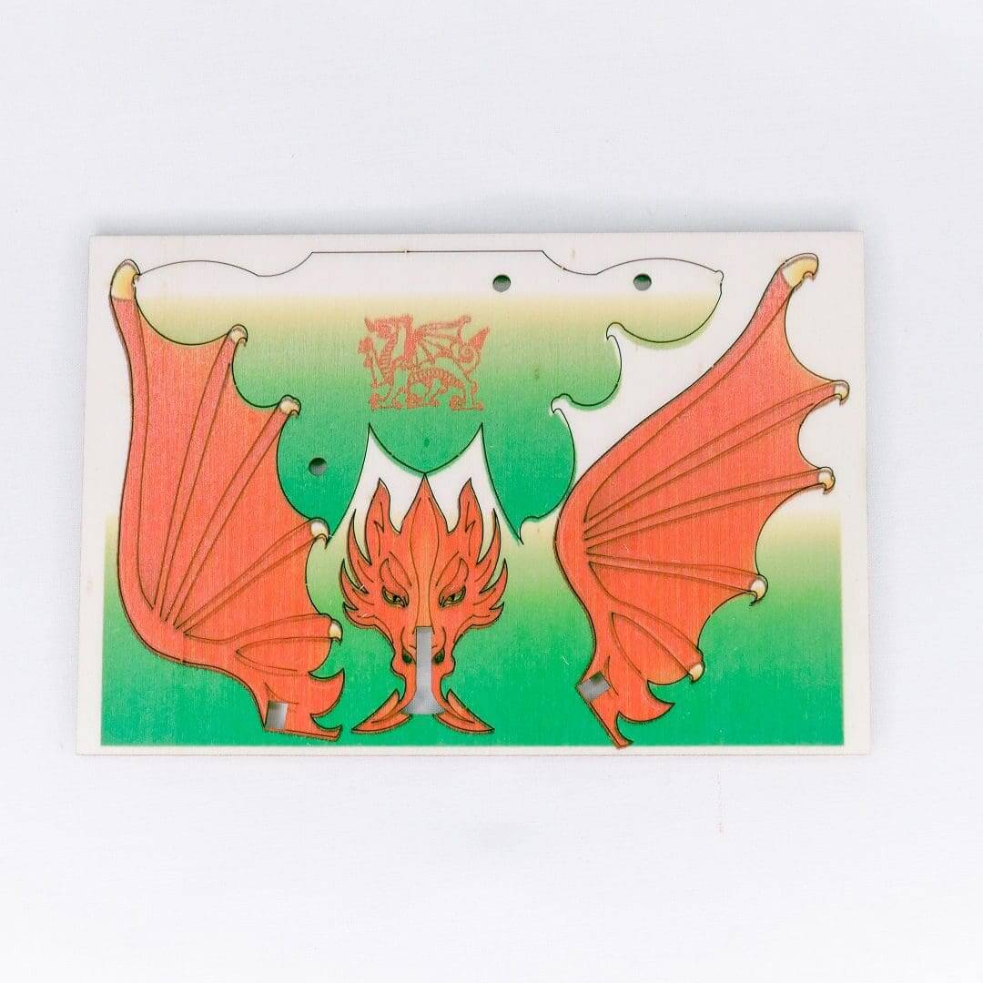 Welsh Red Dragon - double card - Fun Pop Up 3D Wooden Gift Card | Craft