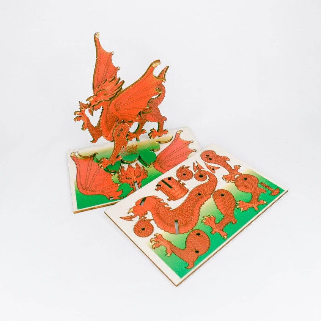 Welsh Red Dragon - double card - Fun Pop Up 3D Wooden Gift Card | Craft