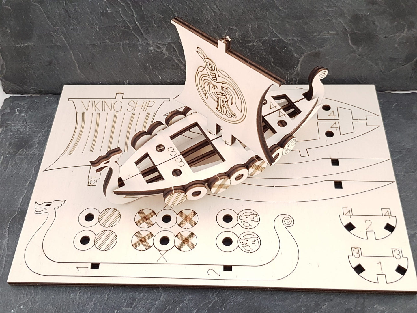 A4 Large Viking Boat - choice of sail design - Fun Pop Up 3D Wooden Gift Card | Craft