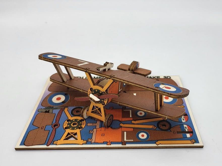 Sopwith Camel WWI Biplane - Fun Pop Up 3D Wooden Gift Card | Craft