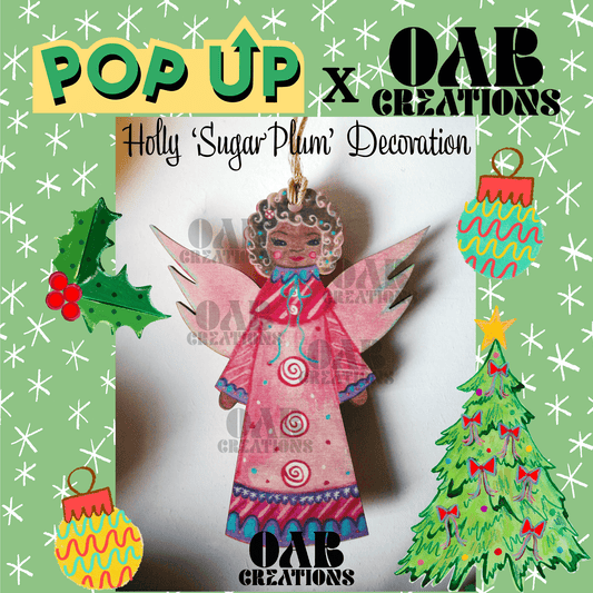 Holly ‘Sugar Plum’ Decoration – Pop Up Designs X OAB Creations