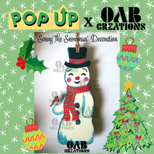 ‘Sonny the Snowman’ Decoration – Pop Up Designs X OAB Creations