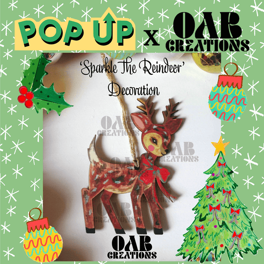 ‘Sparkle the Reindeer’ Decoration – Pop Up Designs X OAB Creations