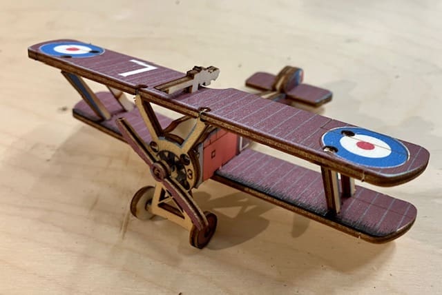 Sopwith Camel WWI Biplane - Fun Pop Up 3D Wooden Gift Card | Craft