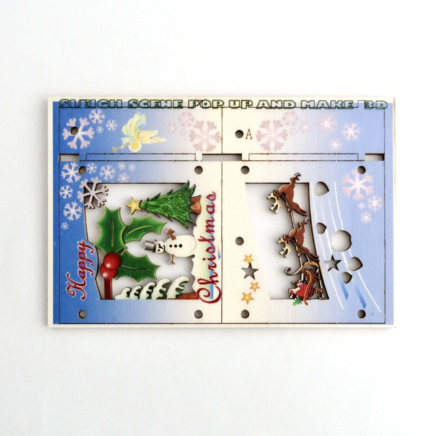 Christmas Sleigh Scene - Fun Pop Up 3D Wooden Gift Card | Craft