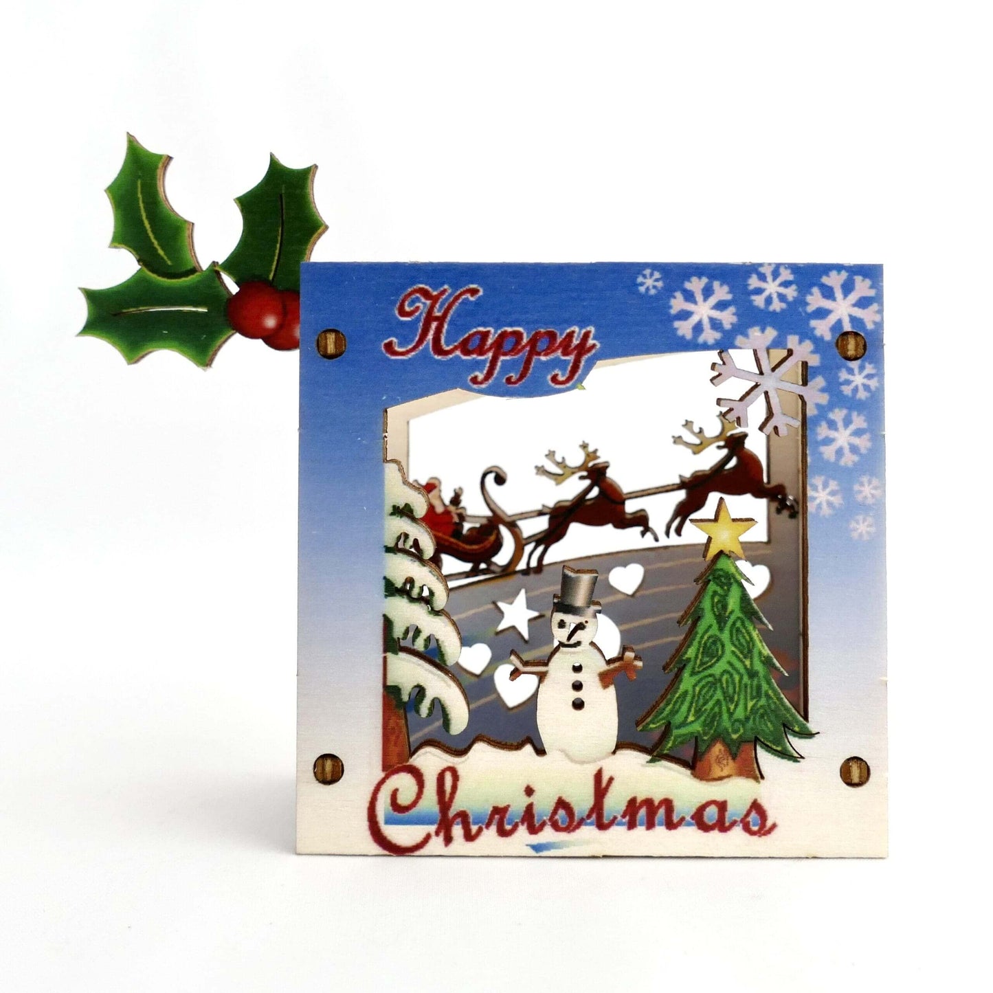 Christmas Sleigh Scene - Fun Pop Up 3D Wooden Gift Card | Craft