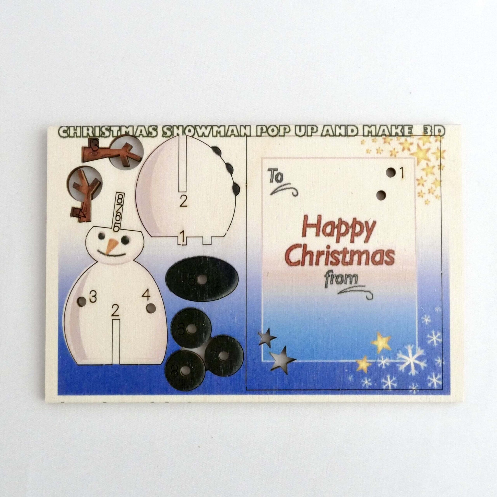 Christmas Snowman - Fun Pop Up 3D Wooden Gift Card | Christmas Decoration Craft