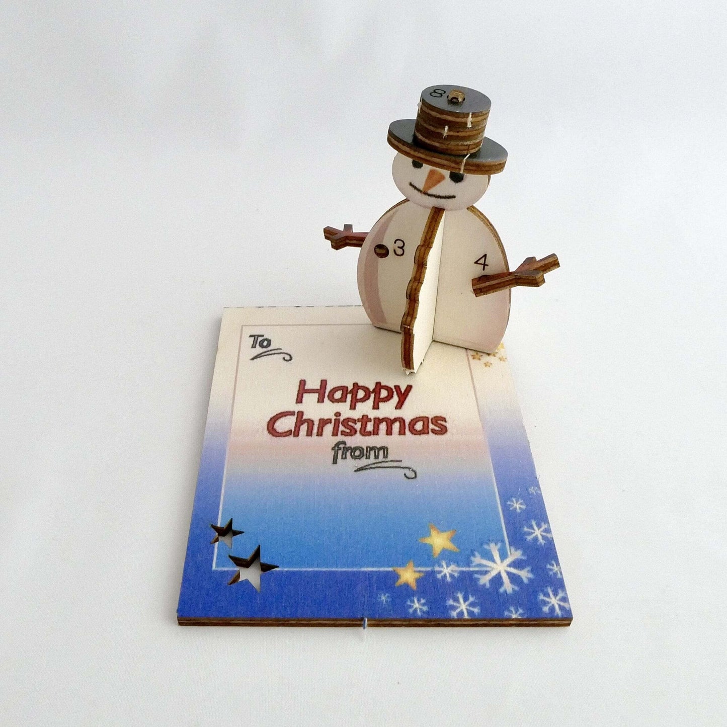 Christmas Snowman - Fun Pop Up 3D Wooden Gift Card | Christmas Decoration Craft