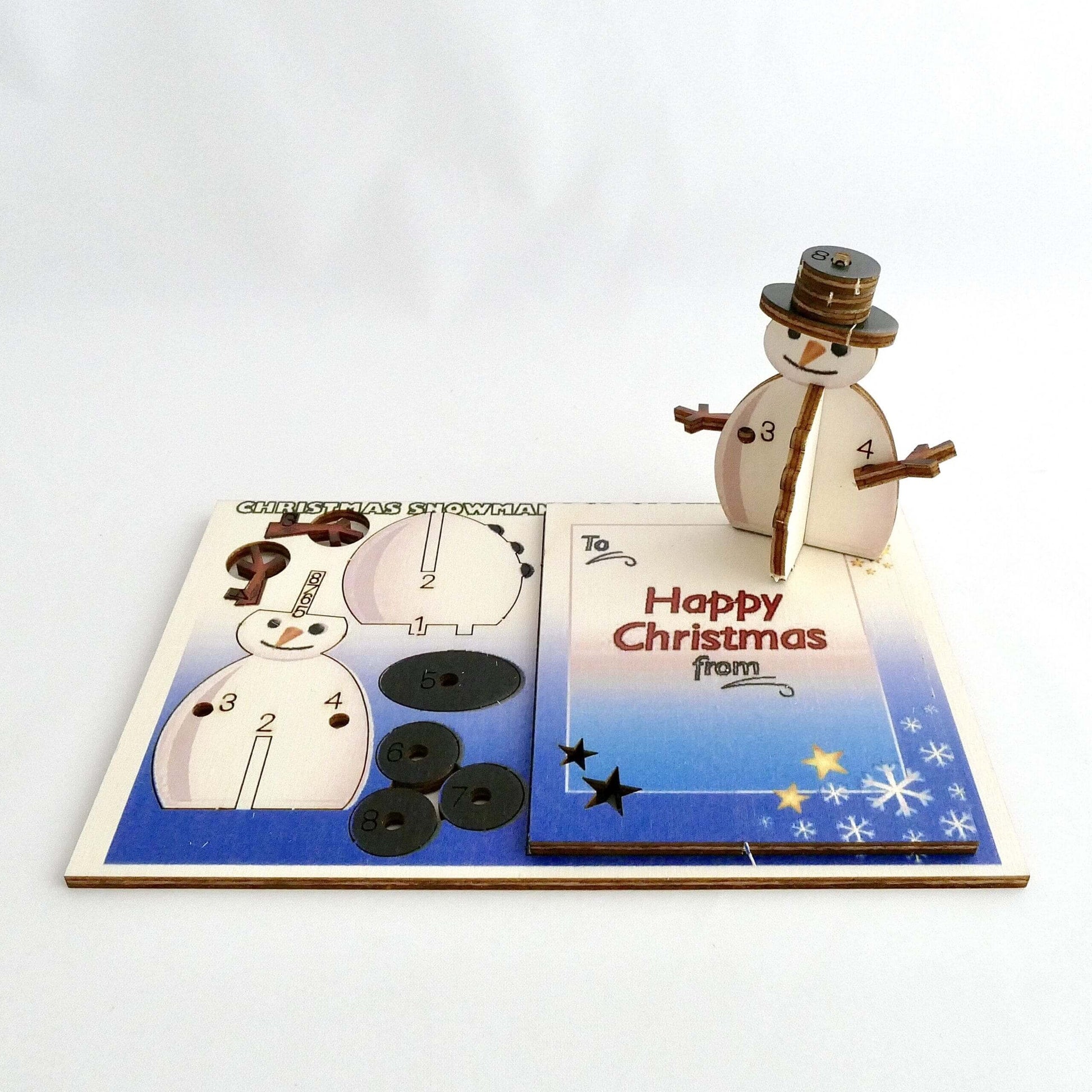 Christmas Snowman - Fun Pop Up 3D Wooden Gift Card | Christmas Decoration Craft