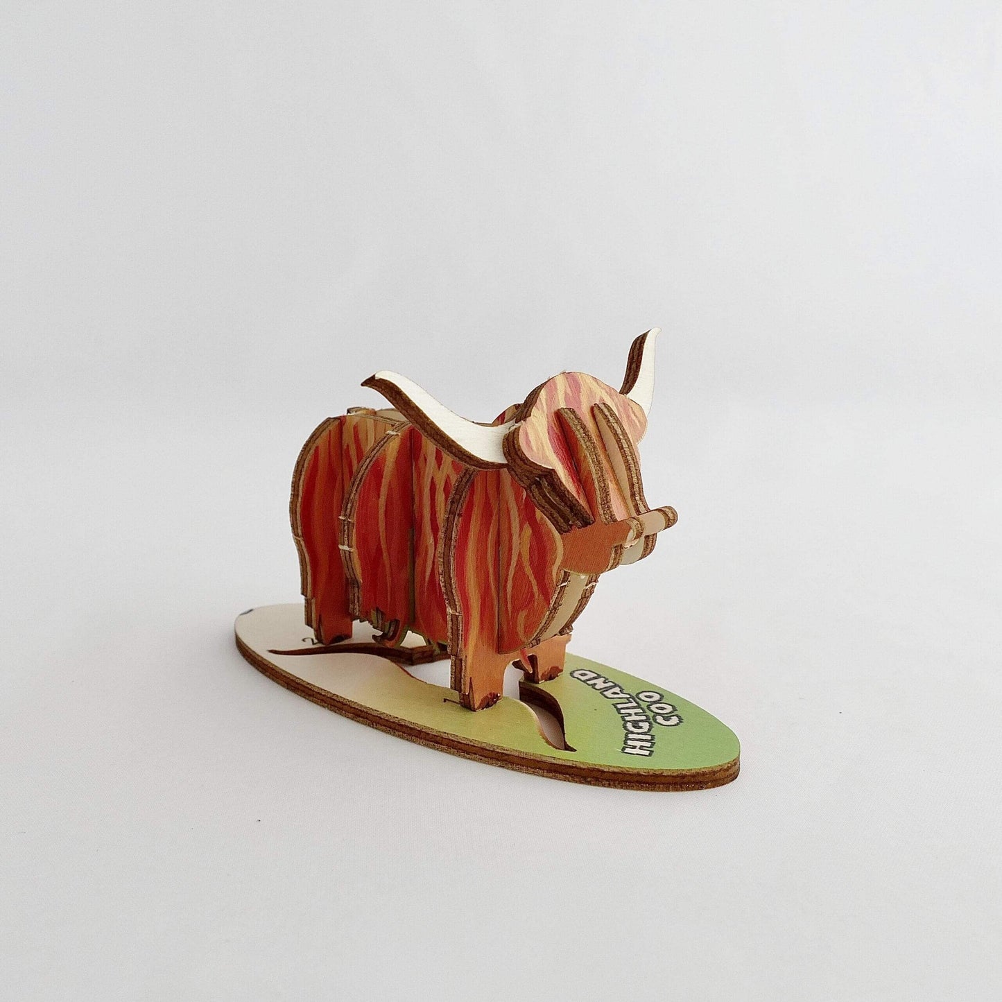 Highland Coo Full Coloured Wood Gift in A6, A5 and A4 - Fun Pop Up 3D Wooden Gift Card | Craft