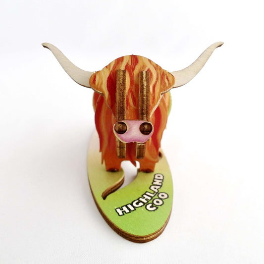 Highland Coo Full Coloured Wood Gift in A6, A5 and A4 - Fun Pop Up 3D Wooden Gift Card | Craft