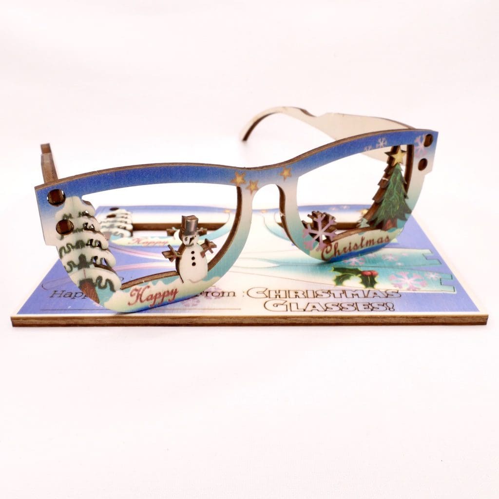 Christmas Glasses - Fun Pop Up 3D Wooden Gift Card | Craft