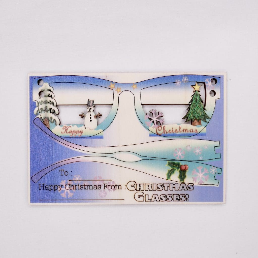 Christmas Glasses - Fun Pop Up 3D Wooden Gift Card | Craft