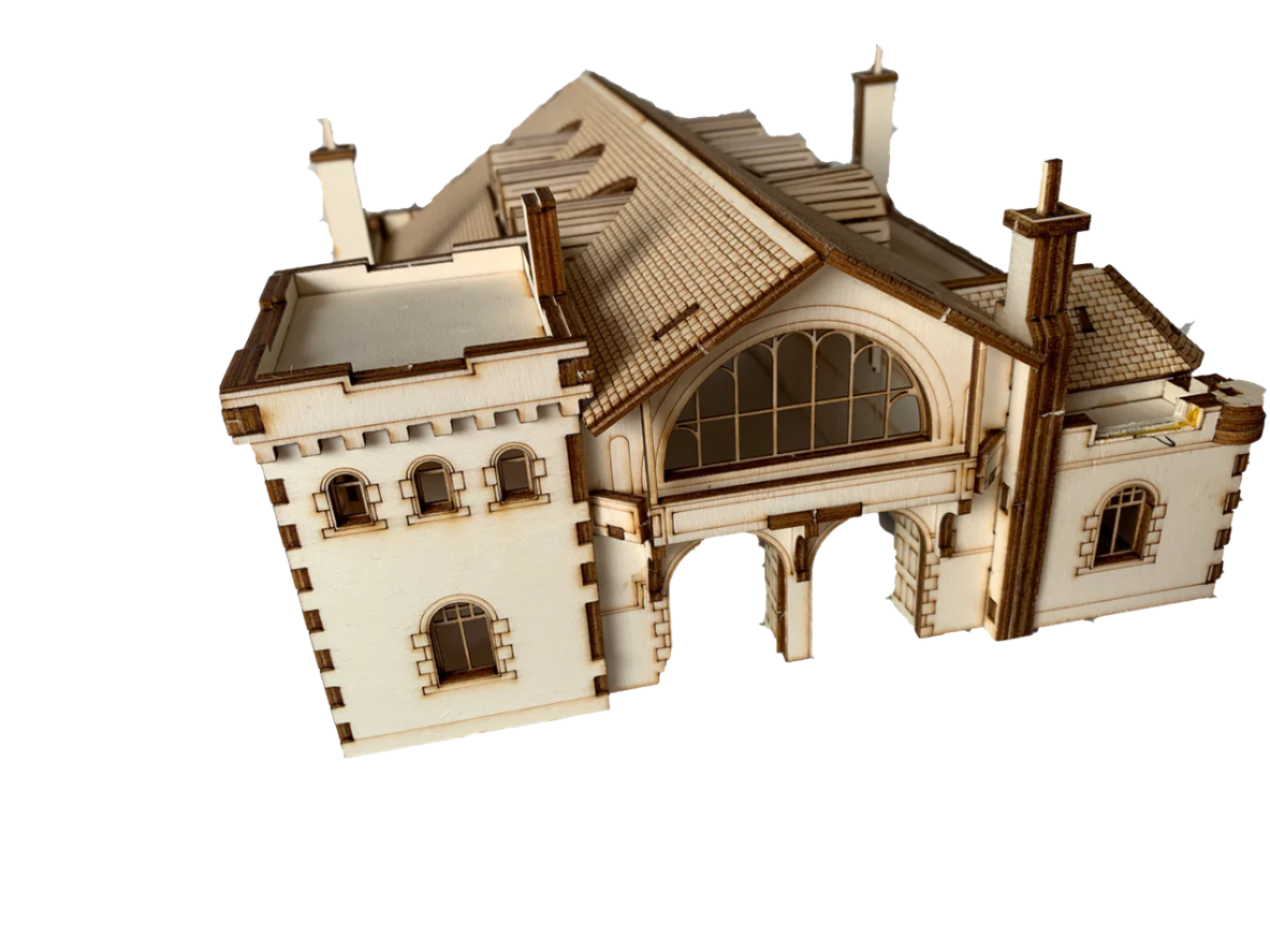 Fort William Station Pop Up Design 3D Wooden Interactive Gift Card DIY Craft Model Builds