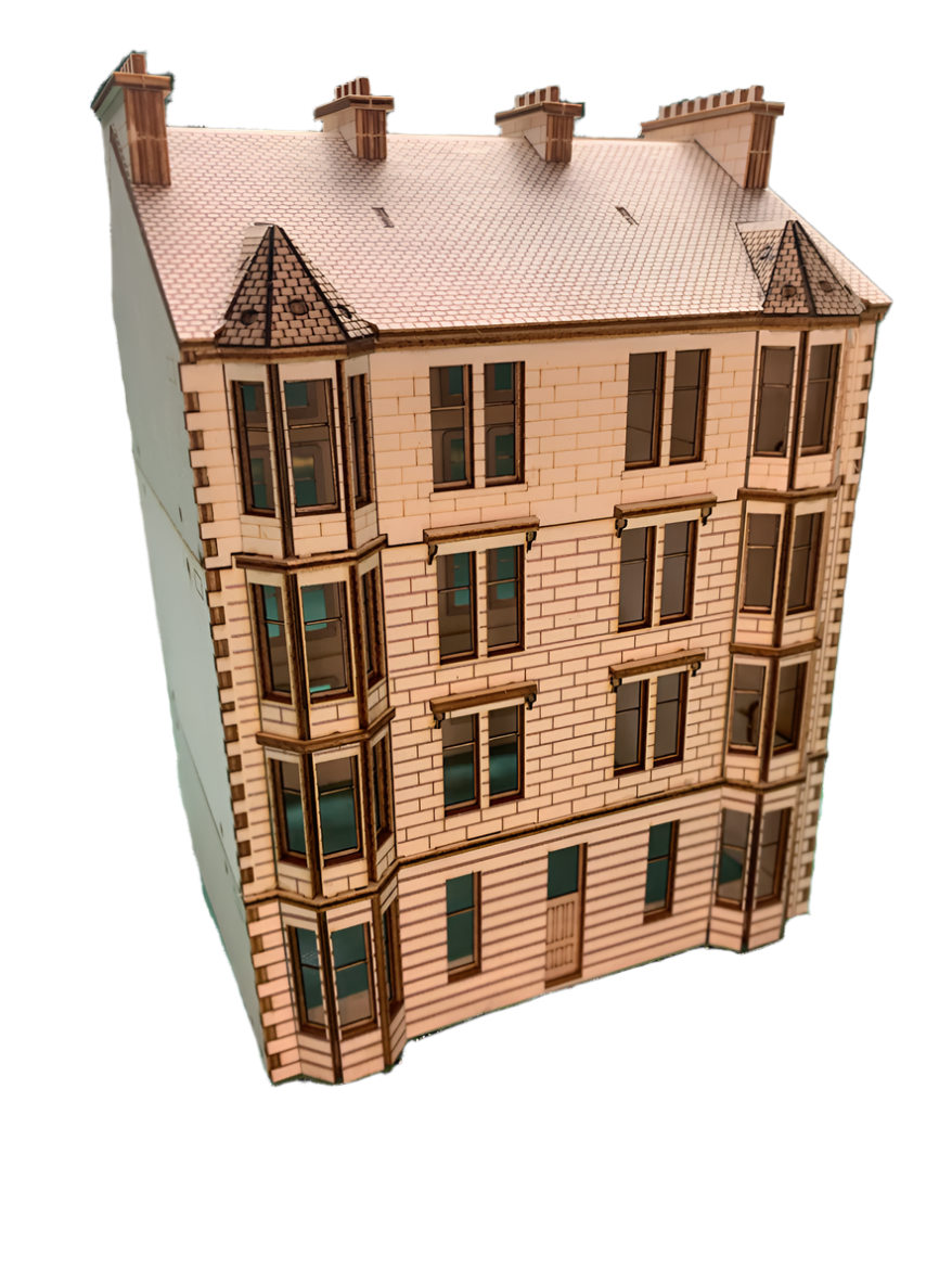 Glasgow Tenement Building Pop Up Design 3D Wooden Interactive Gift Card DIY Craft Model Builds