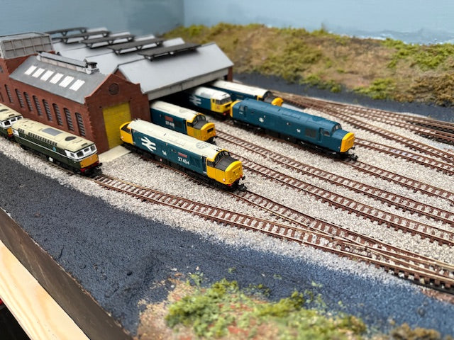 Grangemouth Depot Shed Kit (4-road and Repair Shed) built model close up