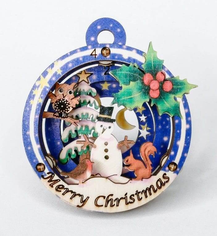 Christmas Snowman Bauble - Fun Pop Up 3D Wooden Gift Card | Craft