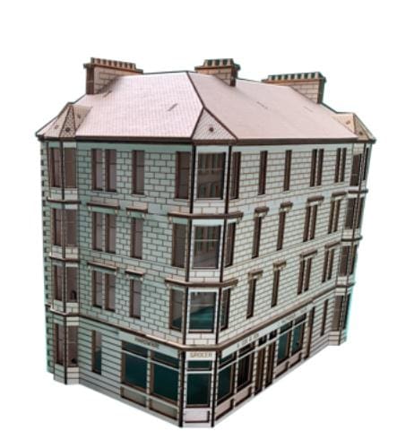 Glasgow Tenement Corner Pop Up Design 3D Wooden Interactive Gift Card DIY Craft Model Builds