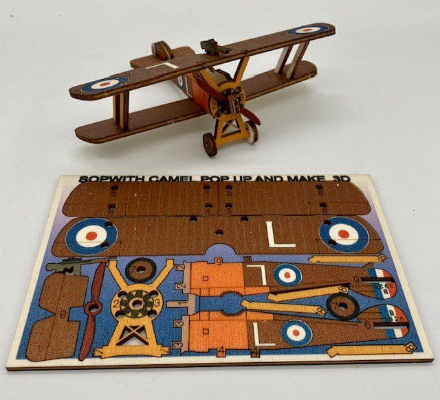 Sopwith Camel WWI Biplane - Fun Pop Up 3D Wooden Gift Card | Craft